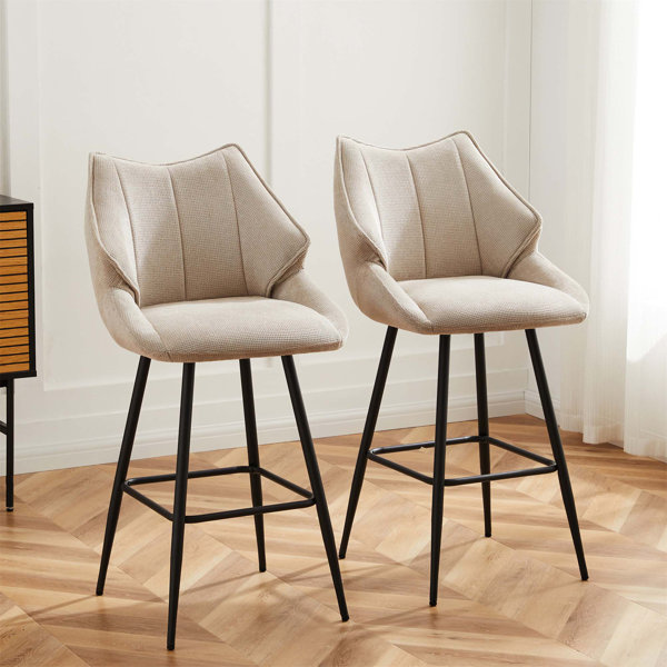 Latitude Run®Norrie Mid Century Armless Upholstered Barstools for